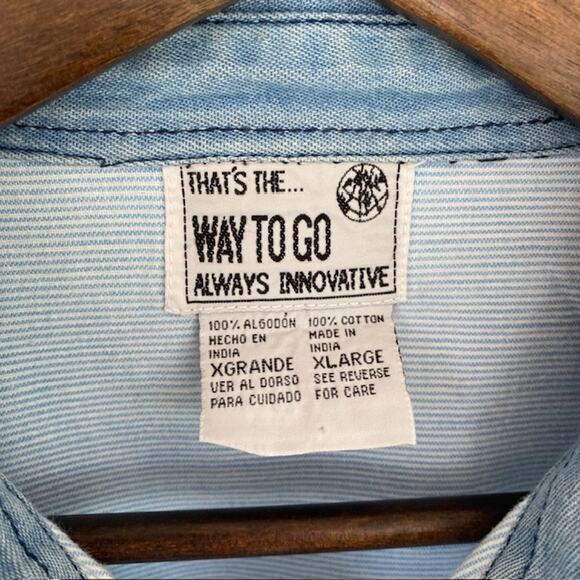 Vintage That's the Way to Go Noah's Ark Blue Button up Shirt - XL - Picture 3 of 6